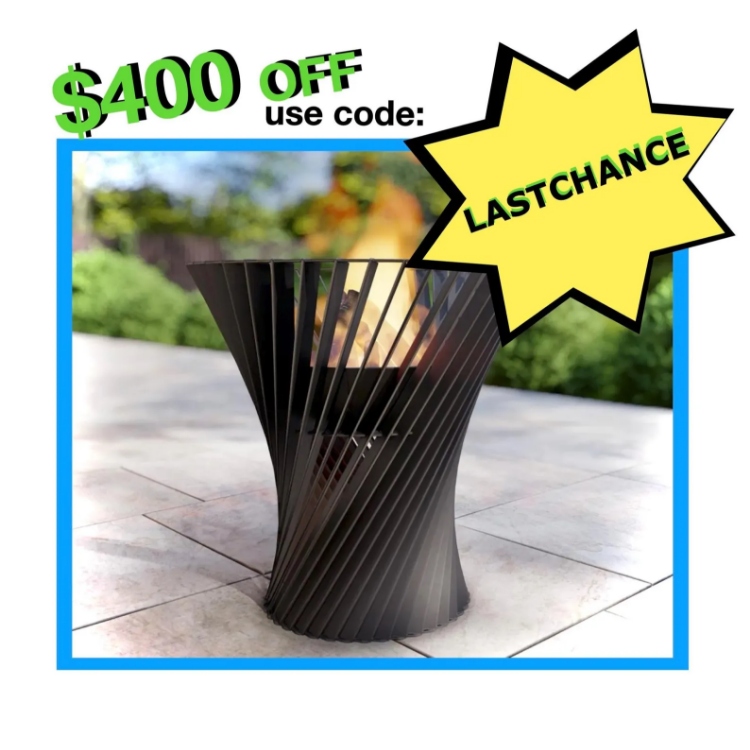 Modern Steel Cyclone Fire Pit- Wood-Burning or Gas - Made in USA