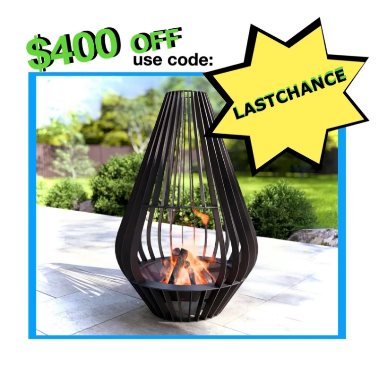 Modern Steel Inferno Pod Fire Pit- Wood-Burning or Gas - Made in USA