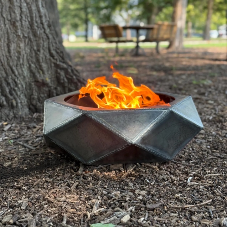 Modern Steel Fire Pit- Wood-Burning or Gas - Made in USA