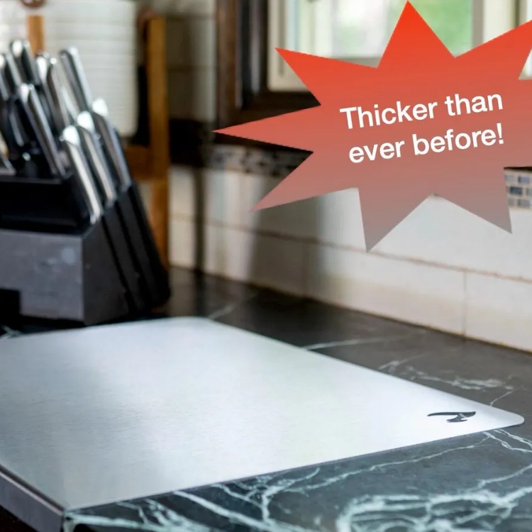 XL Stainless Steel Cutting Board Heavyweight Series- Brushed Metal, Anti-Slip, Hygienic, Thicker Build